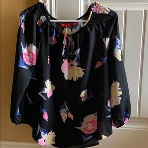 black floral polyester ELLE top